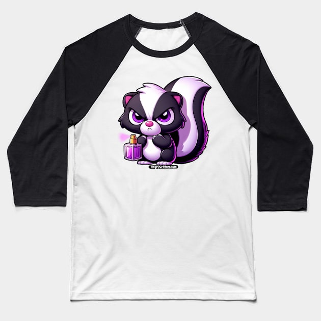 Angry Critters - Skunk with Perfume Baseball T-Shirt by Angry Critters